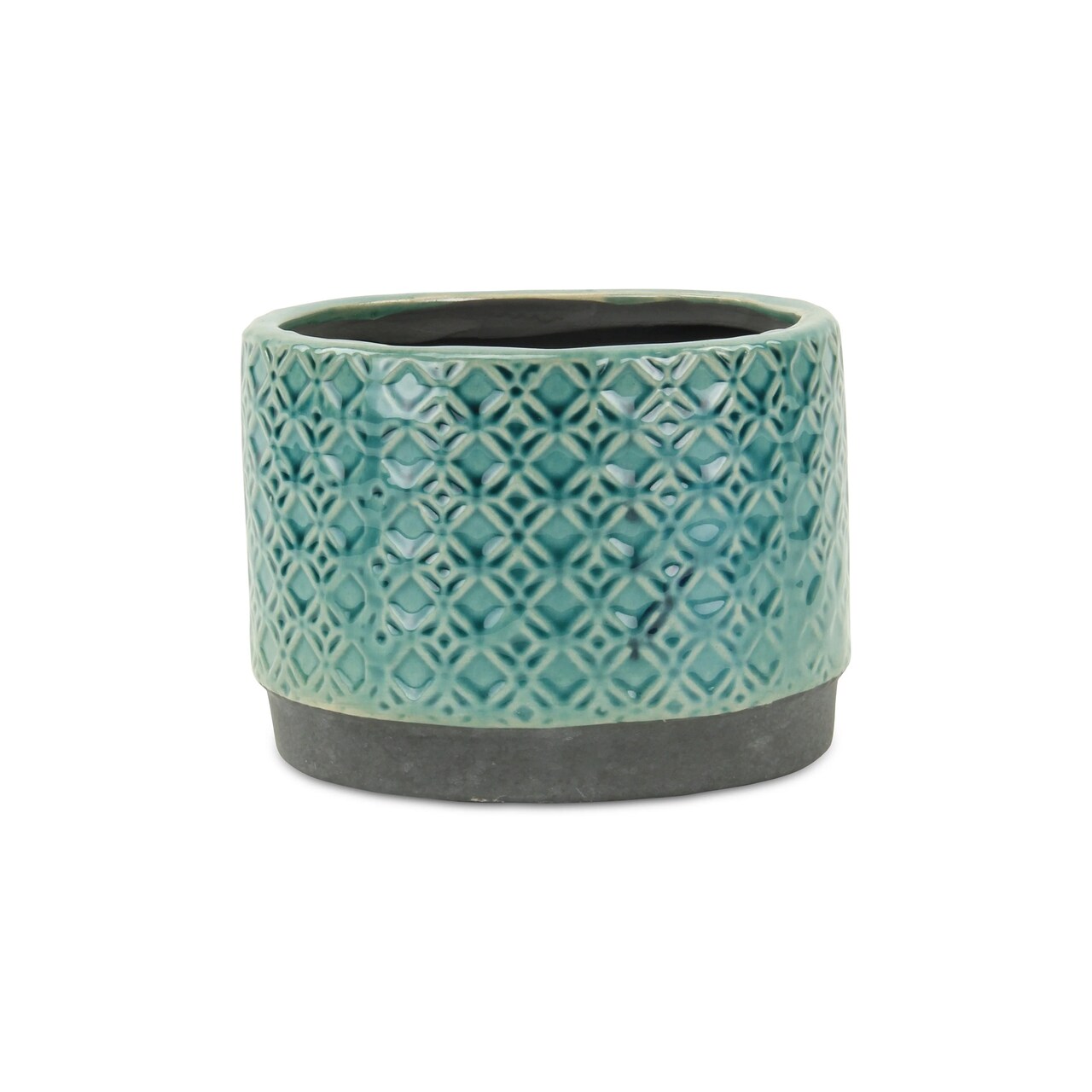 Contemporary Home Living 6.5" Large Blue Wide Lattice Outdoor Planter Pot